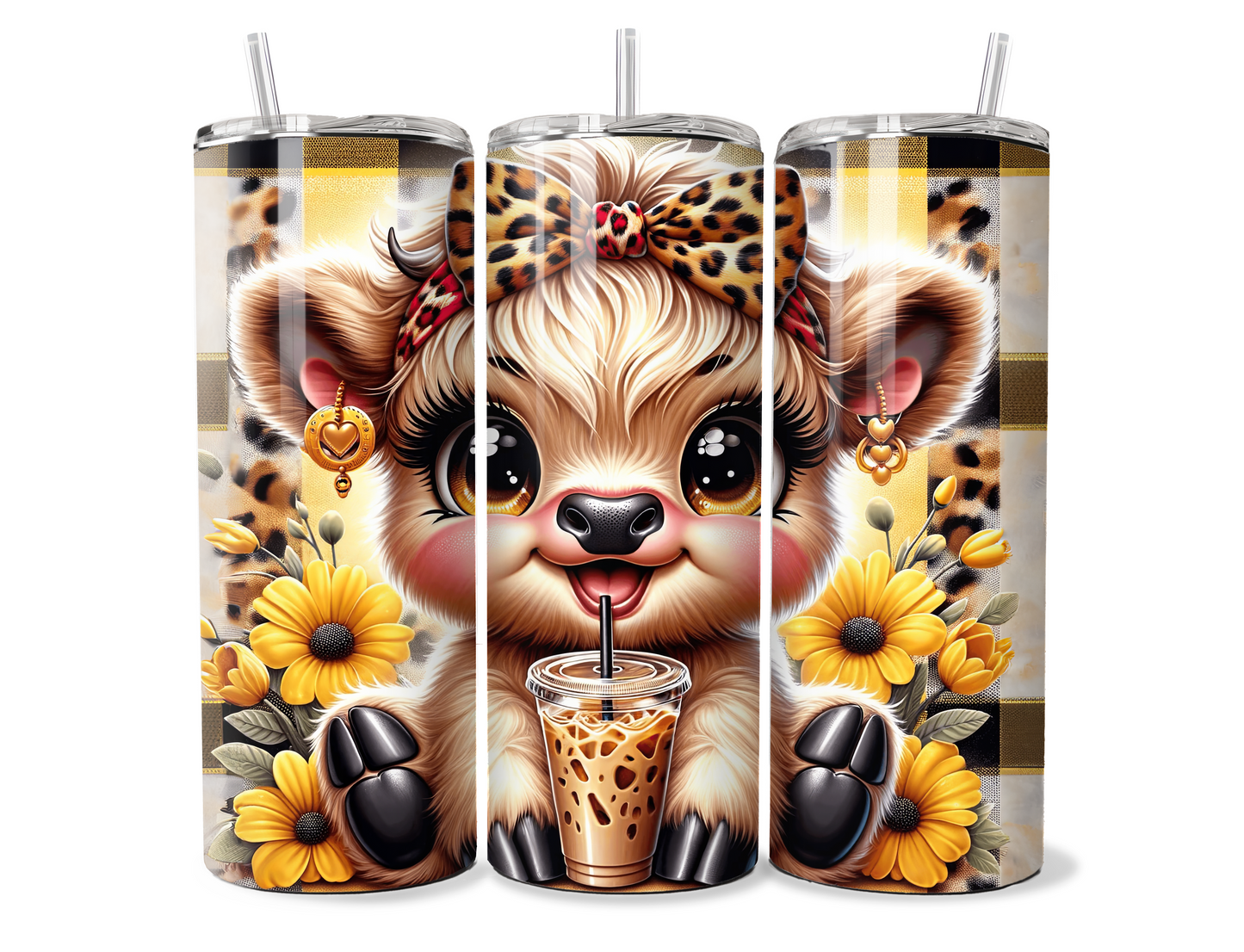 20 oz Highland Cow Tumbler, Metal insulated tumbler