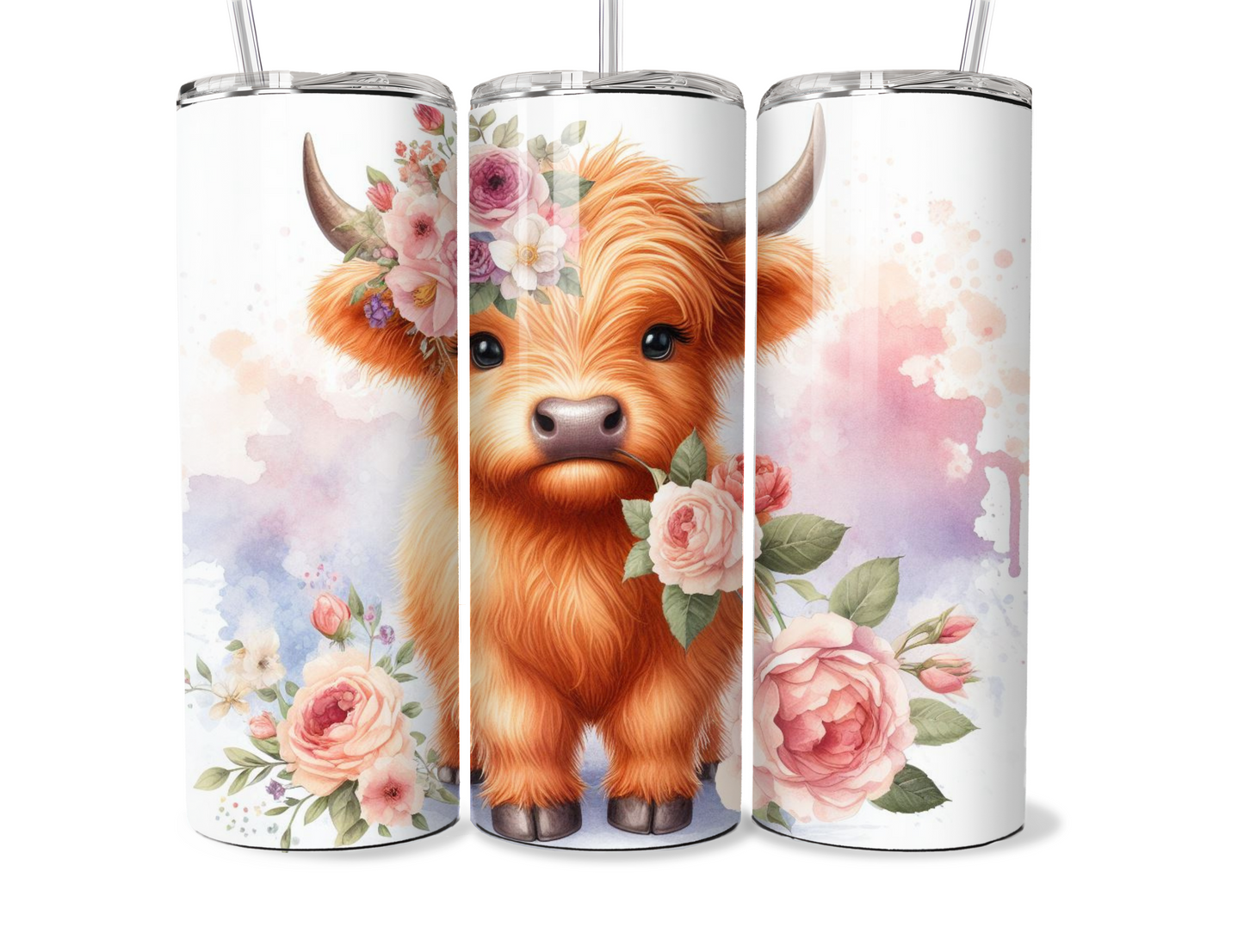 20 oz Highland Cow Tumbler, Metal insulated tumbler
