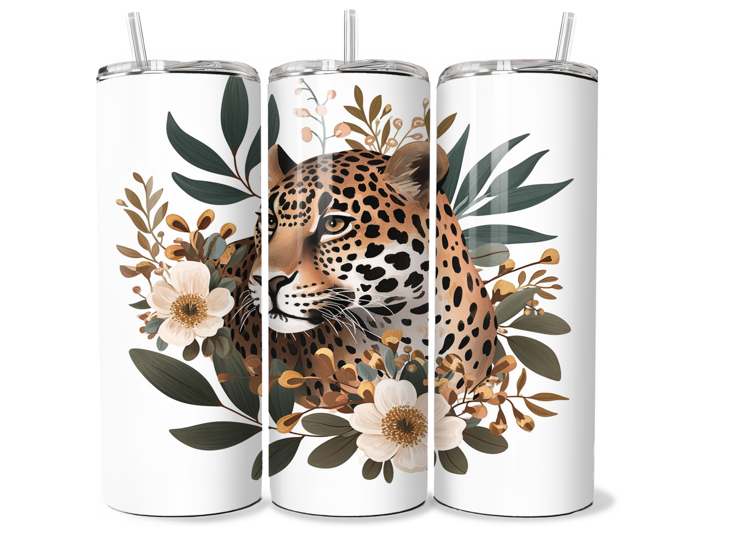 20 oz Metal Tumbler Boho design, sublimation, tiger Boho leaf