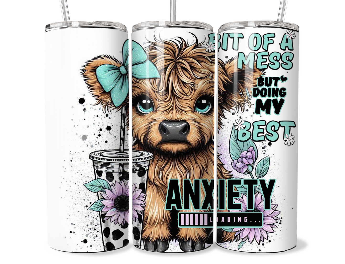 20 oz Highland Cow Tumbler, Metal insulated tumbler