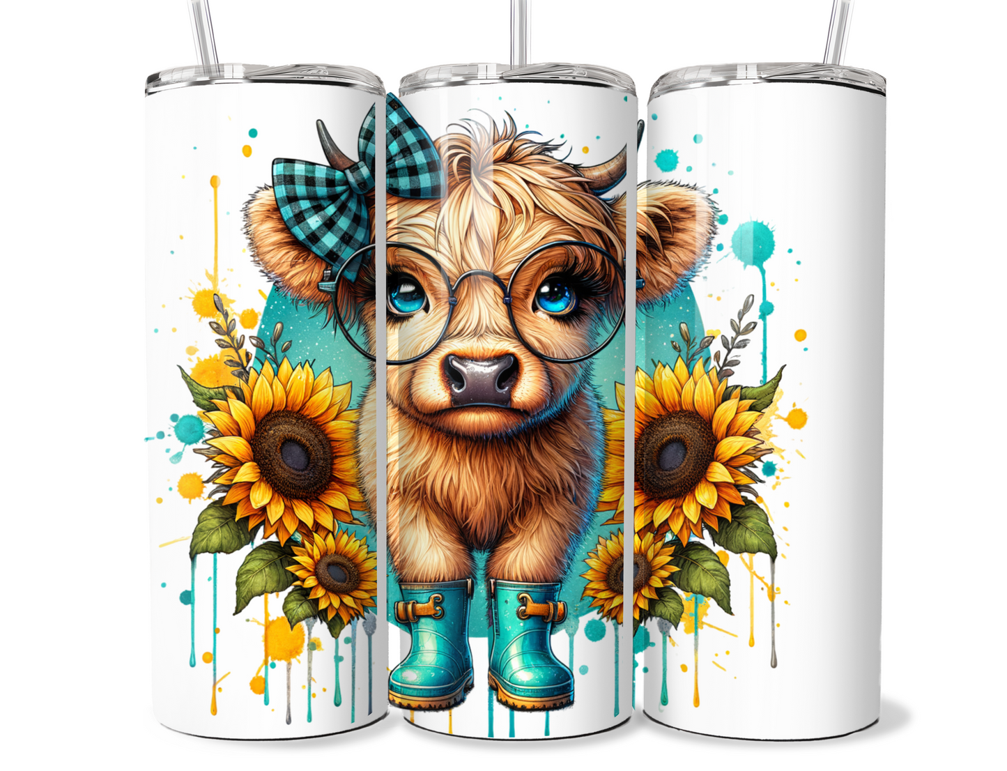 20 oz Highland Cow Tumbler, Metal insulated tumbler