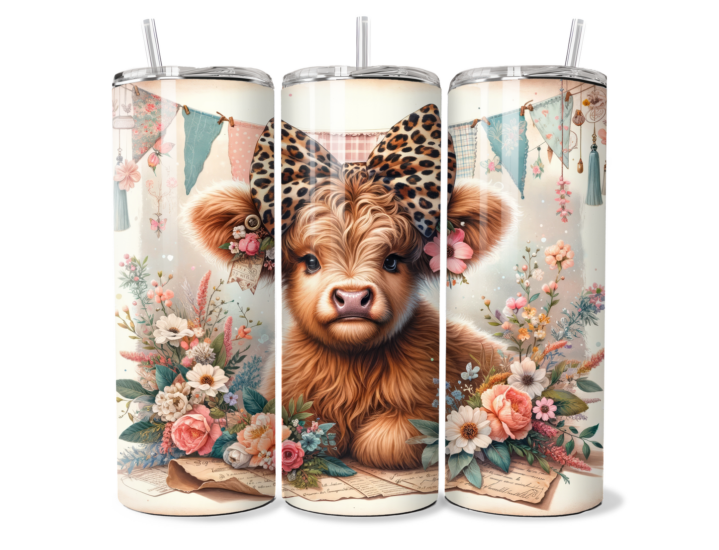 20 oz Highland Cow Tumbler, Metal insulated tumbler