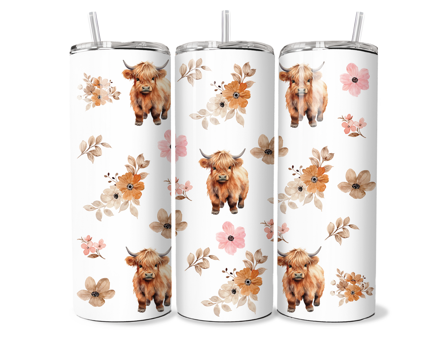 20 oz Highland Cow Tumbler, Metal insulated tumbler
