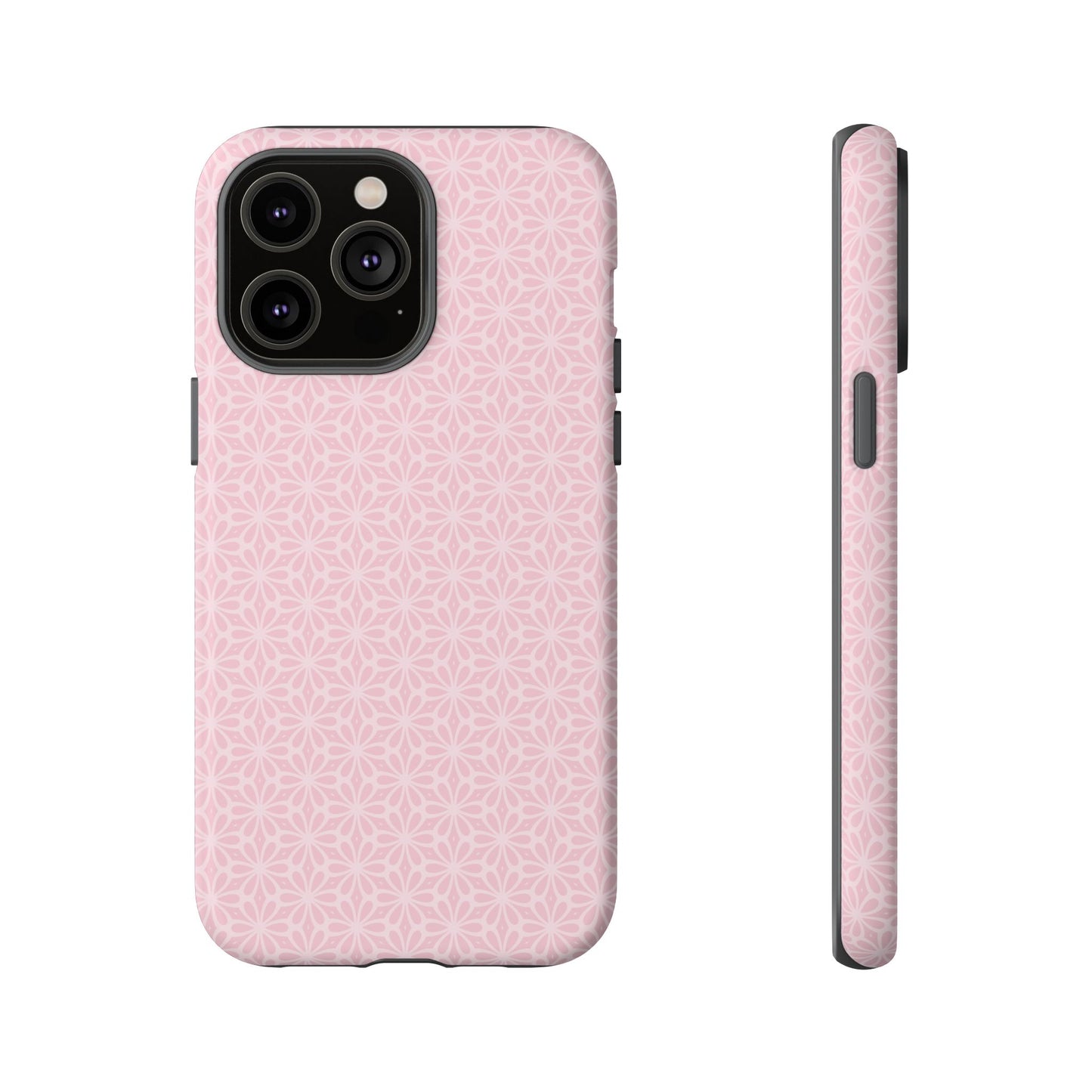 Stylish Tough Phone Case with Elegant Pink Floral Design