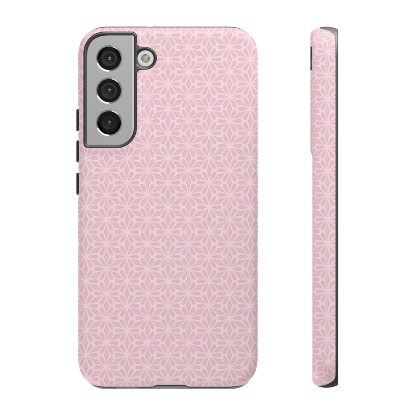 Stylish Tough Phone Case with Elegant Pink Floral Design