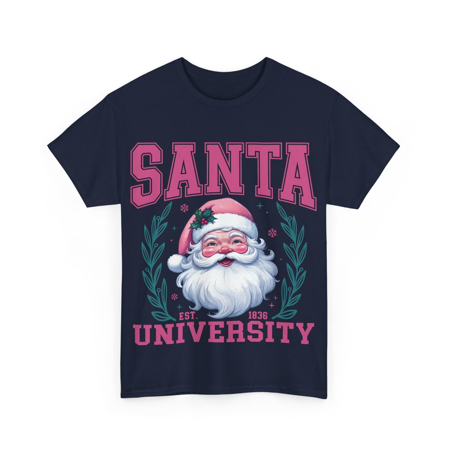 Santa University Unisex Heavy Cotton Tee - Festive Holiday Shirt