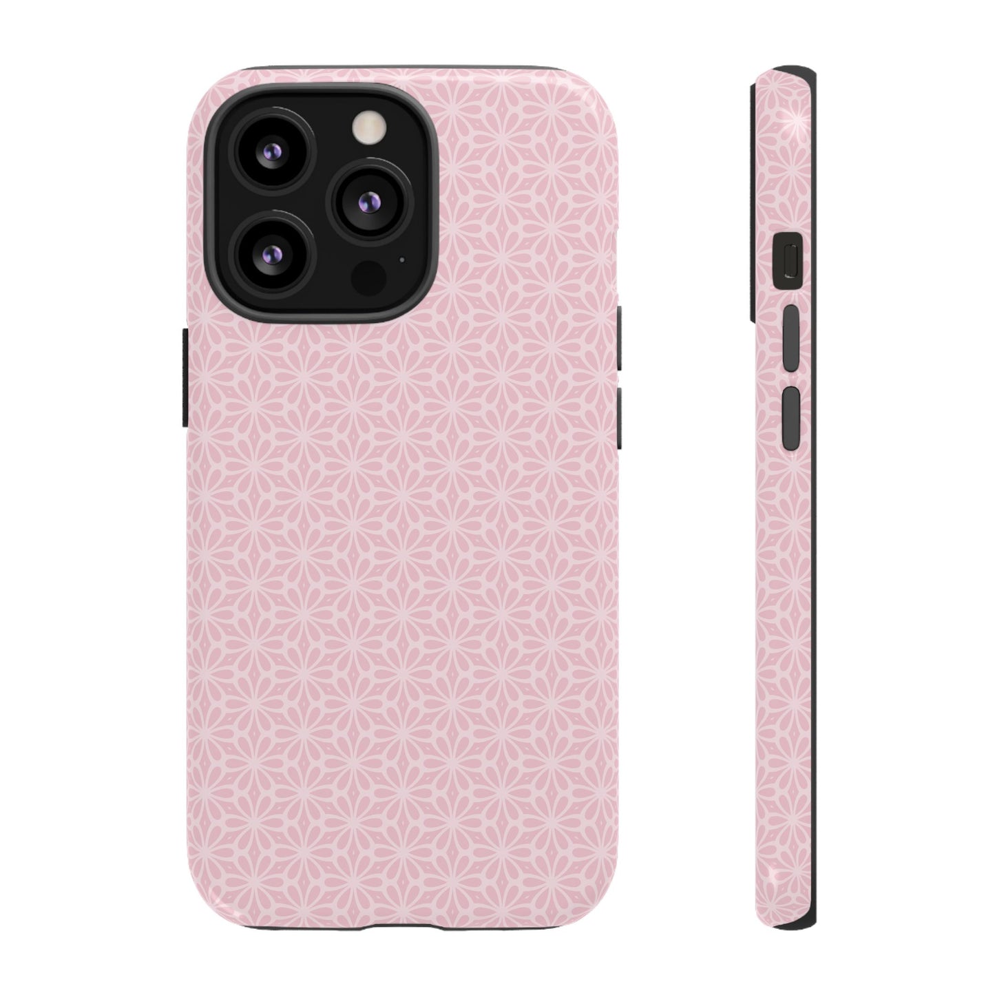 Stylish Tough Phone Case with Elegant Pink Floral Design