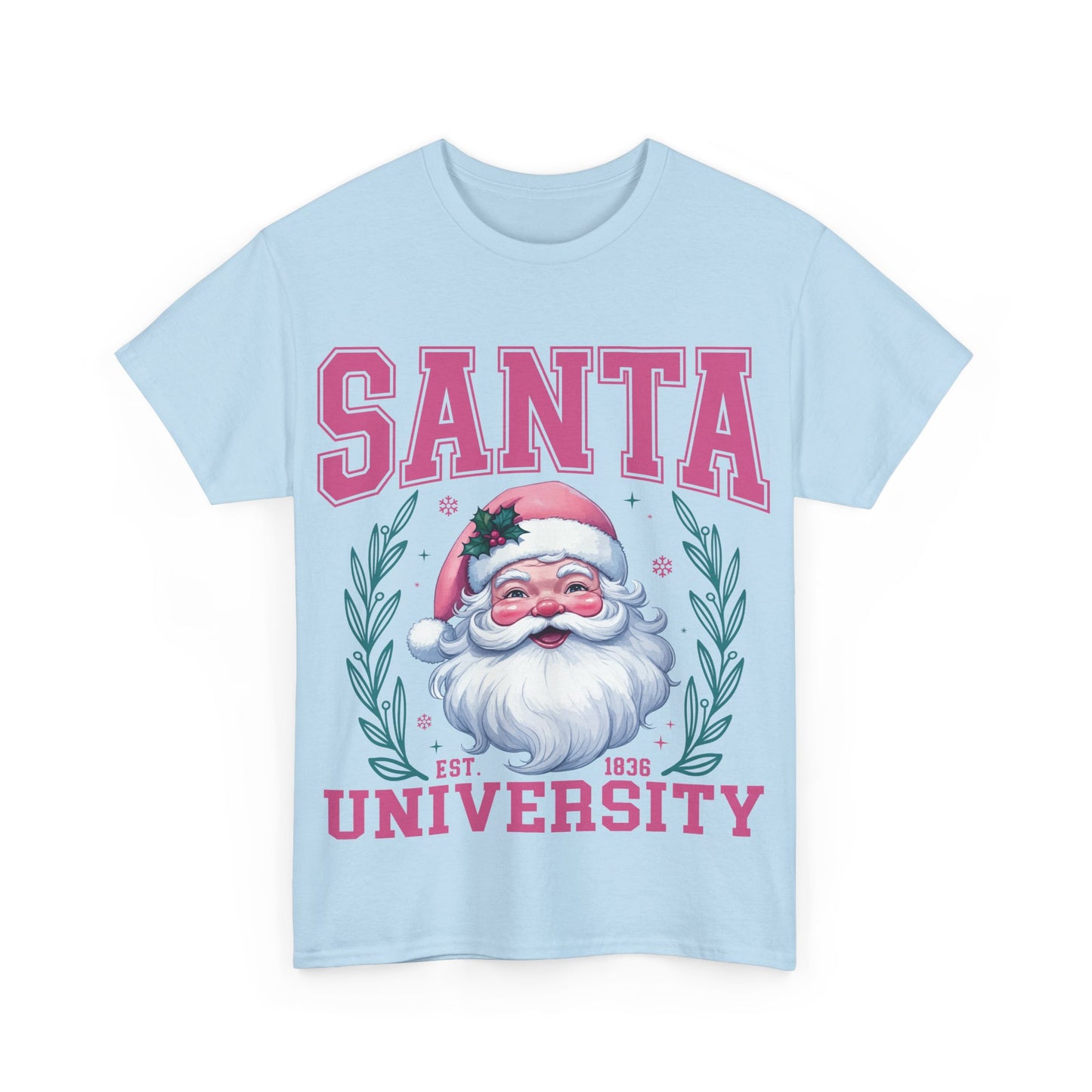 Santa University Unisex Heavy Cotton Tee - Festive Holiday Shirt