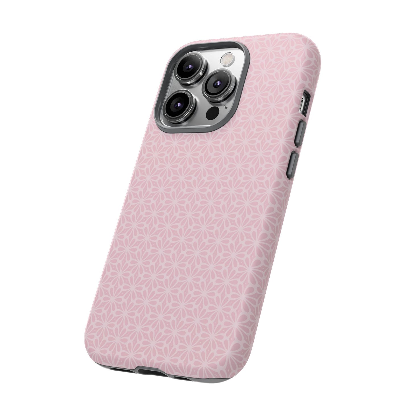 Stylish Tough Phone Case with Elegant Pink Floral Design