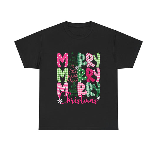 Merry Christmas Unisex Heavy Cotton Tee | Festive Holiday T-Shirt