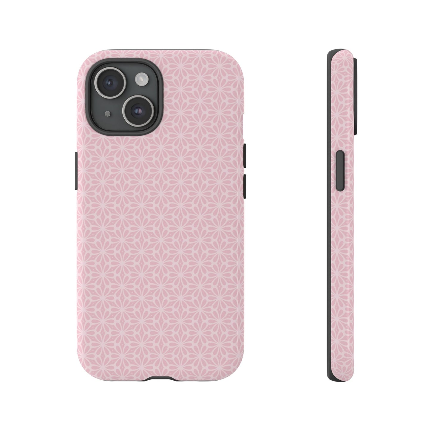 Stylish Tough Phone Case with Elegant Pink Floral Design