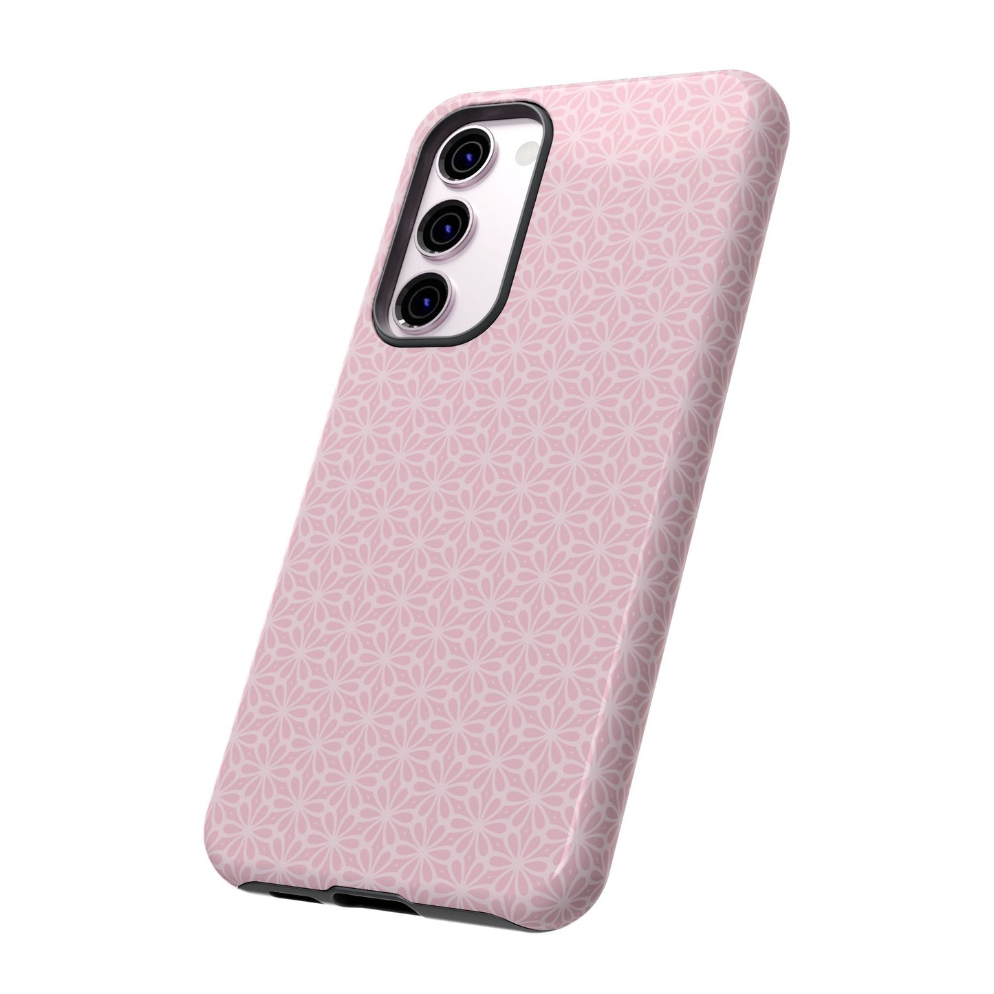 Stylish Tough Phone Case with Elegant Pink Floral Design