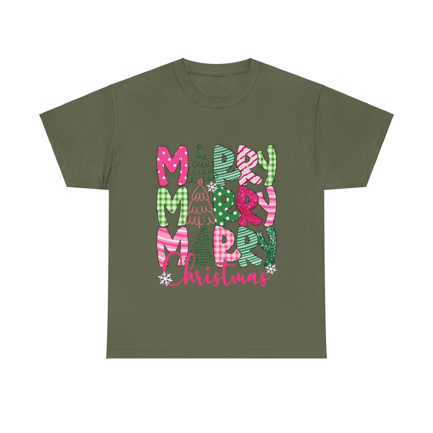 Merry Christmas Unisex Heavy Cotton Tee | Festive Holiday T-Shirt