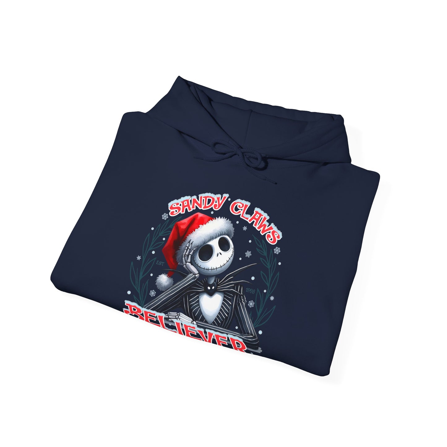 Sandy Claws Believer Hoodie – Festive Unisex Heavy Blend Sweatshirt for Holiday Cheer