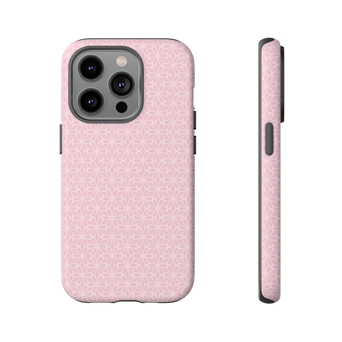 Stylish Tough Phone Case with Elegant Pink Floral Design