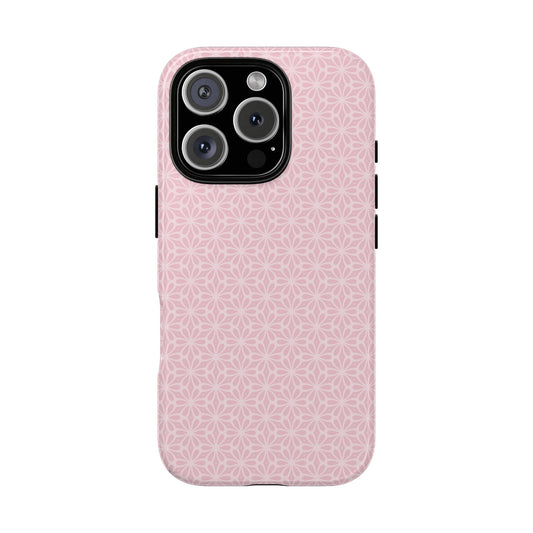 Stylish Tough Phone Case with Elegant Pink Floral Design