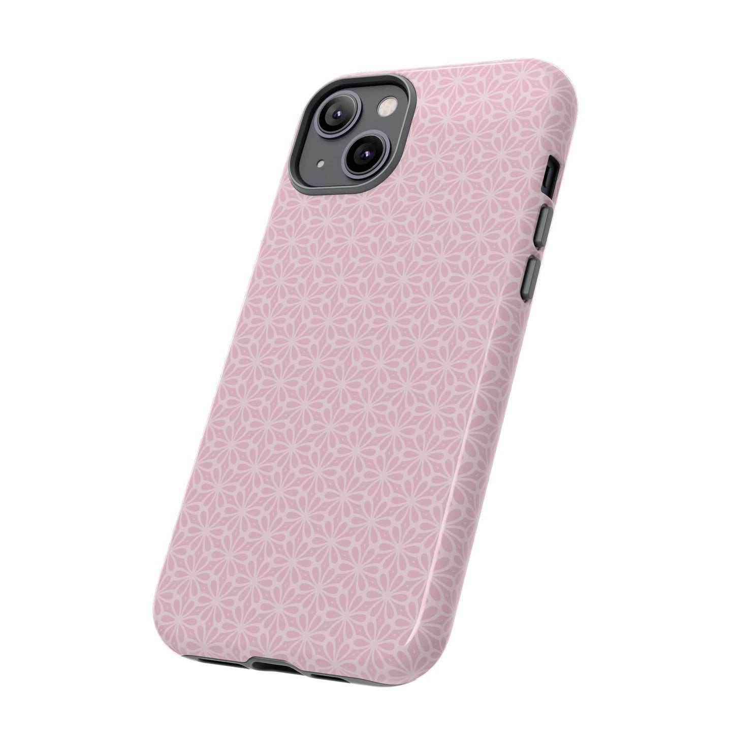 Stylish Tough Phone Case with Elegant Pink Floral Design