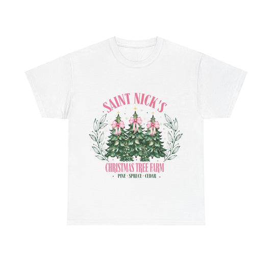 Saint Nick's Christmas Tree Farm Tee - Unisex Heavy Cotton T-Shirt