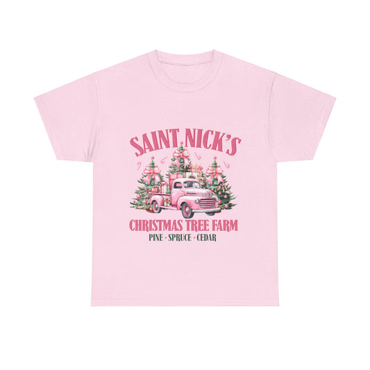 Saint Nick's Christmas Tree Farm Unisex Heavy Cotton Tee - Festive Holiday Apparel