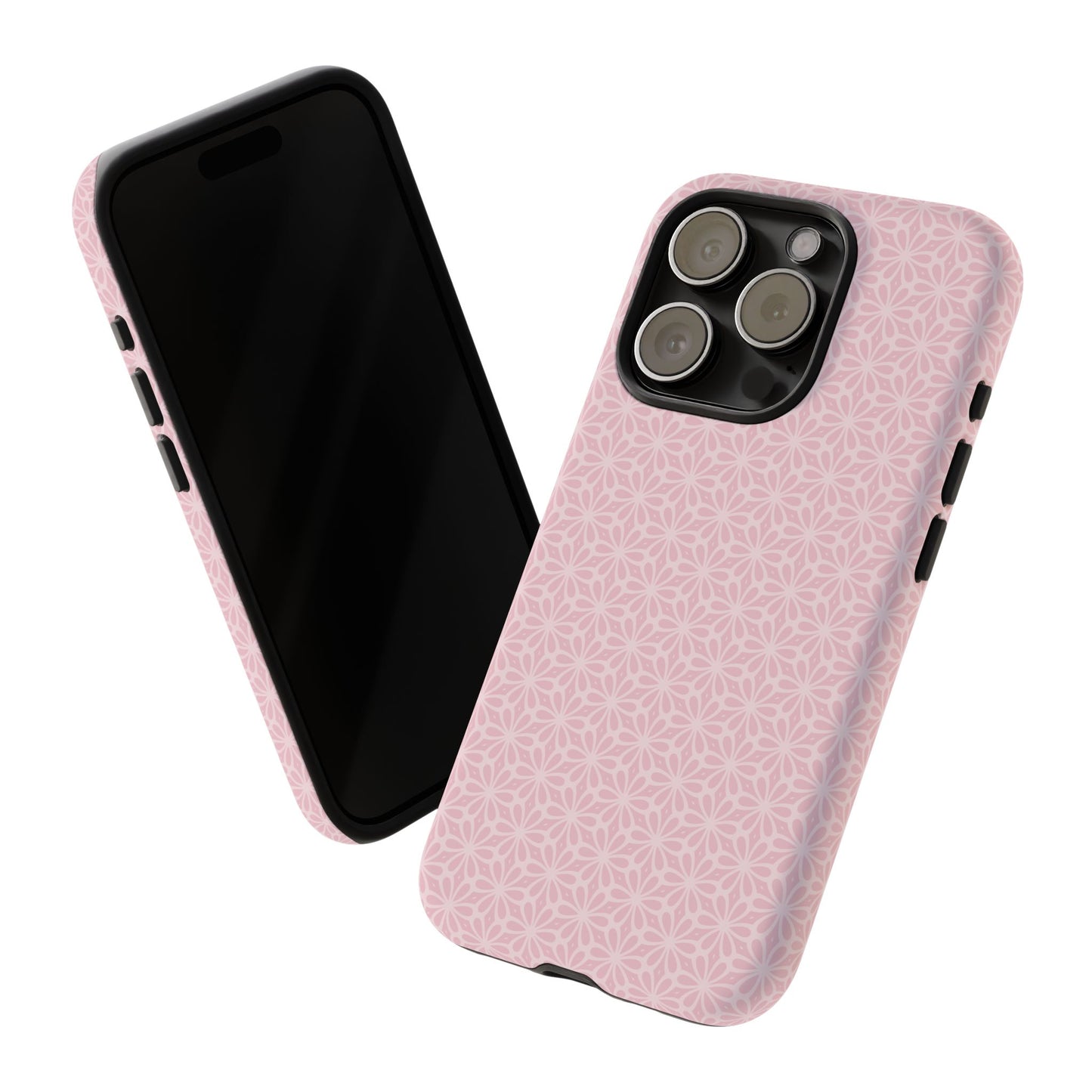 Stylish Tough Phone Case with Elegant Pink Floral Design