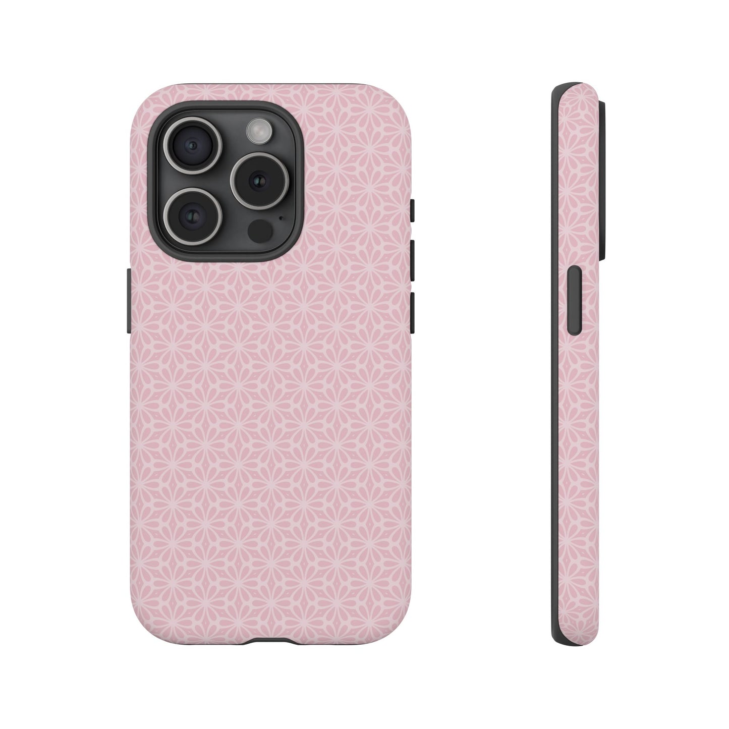 Stylish Tough Phone Case with Elegant Pink Floral Design