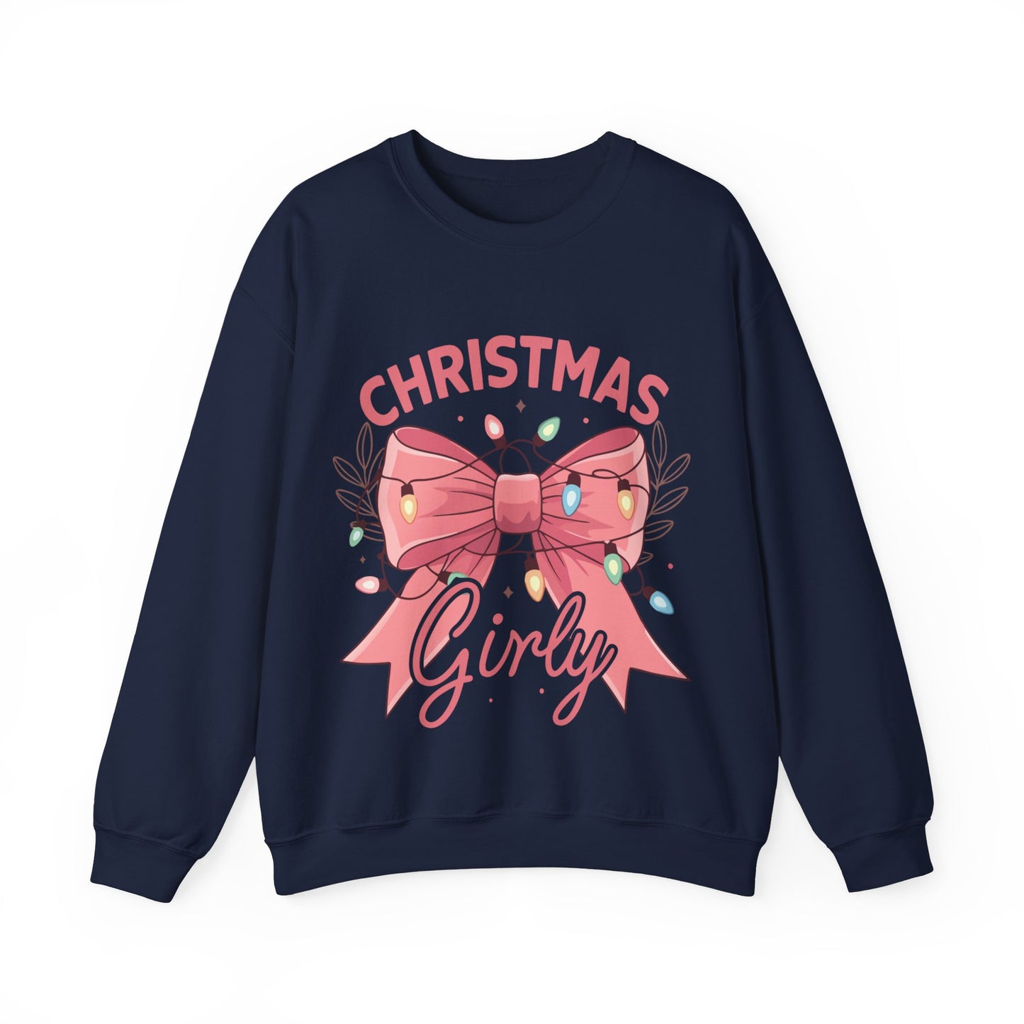 Girly Christmas Lights Crewneck Sweatshirt - Holiday Fashion for Festive Vibes