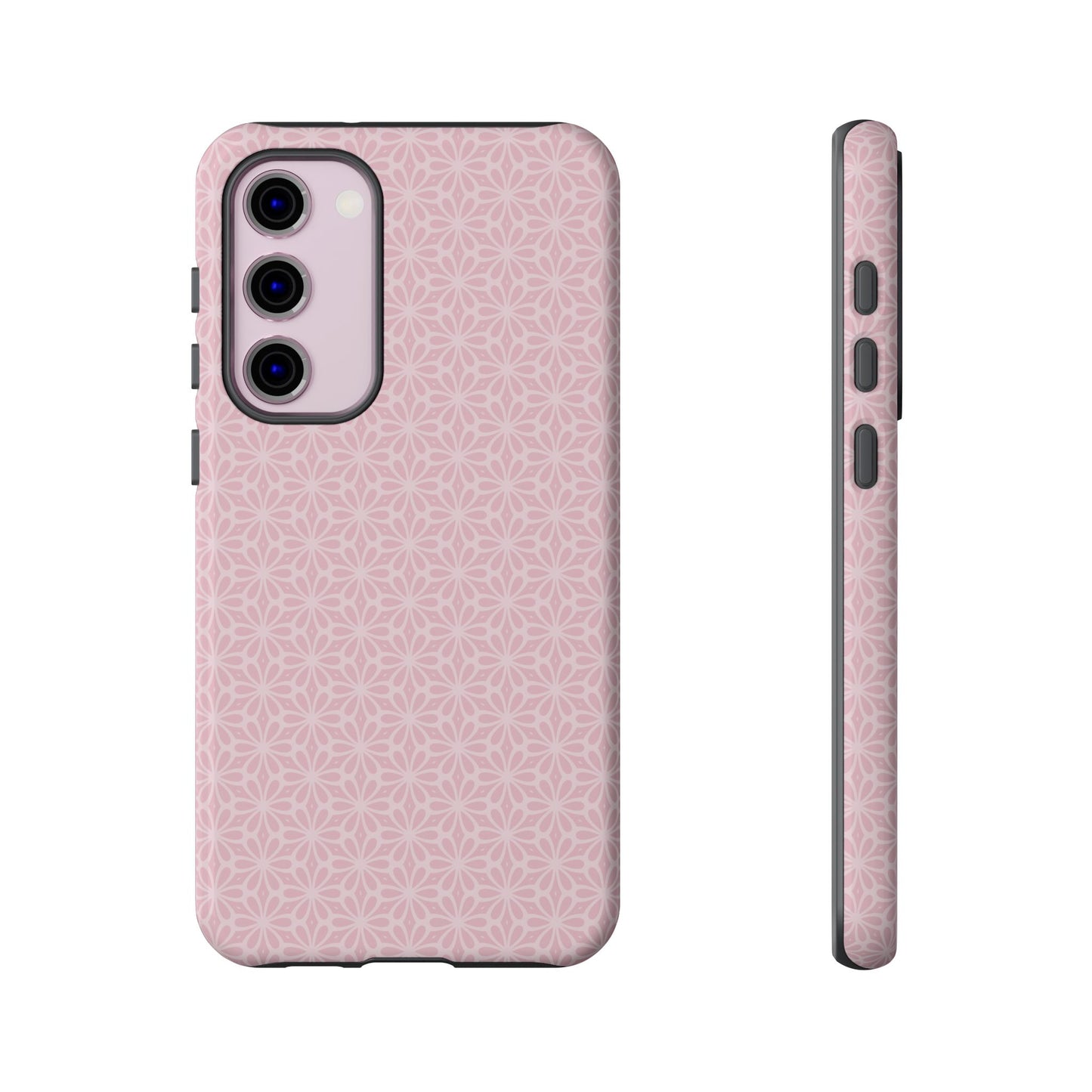 Stylish Tough Phone Case with Elegant Pink Floral Design