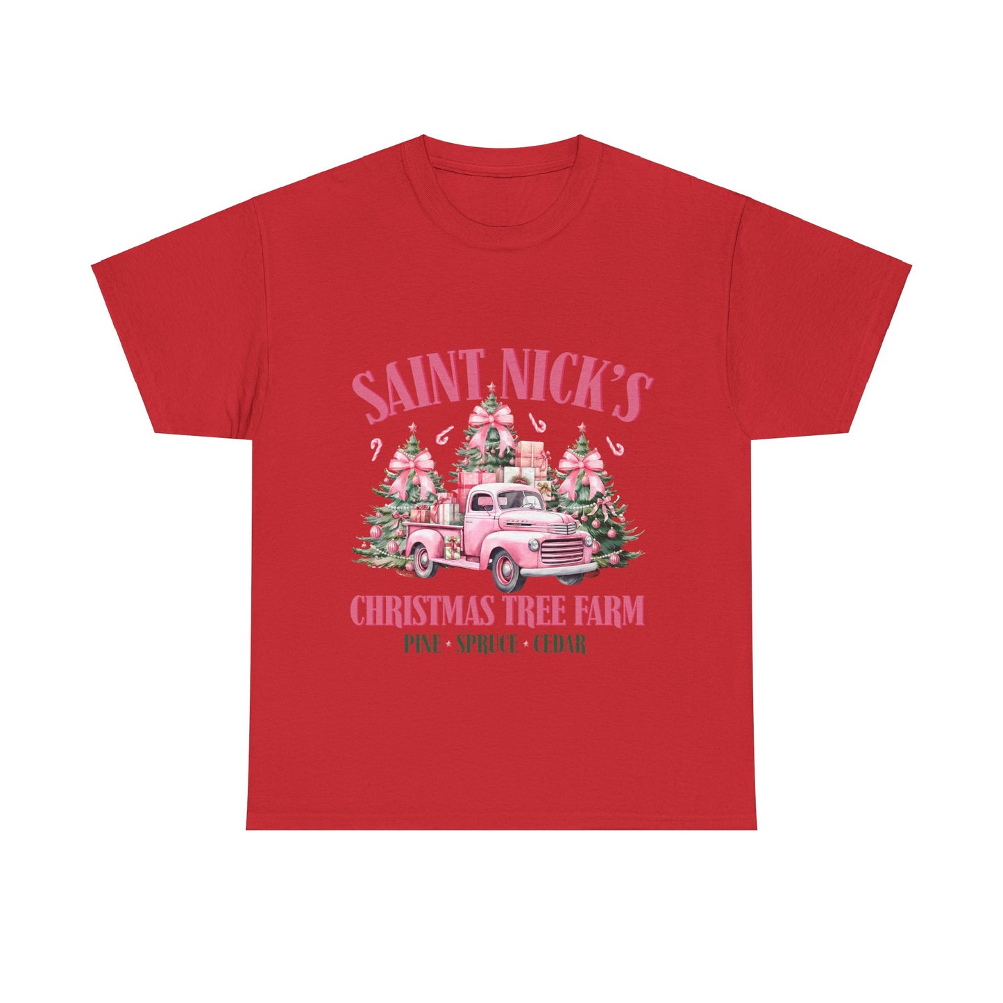 Saint Nick's Christmas Tree Farm Unisex Heavy Cotton Tee - Festive Holiday Apparel