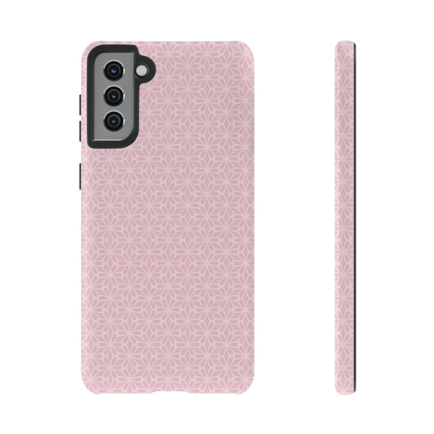 Stylish Tough Phone Case with Elegant Pink Floral Design