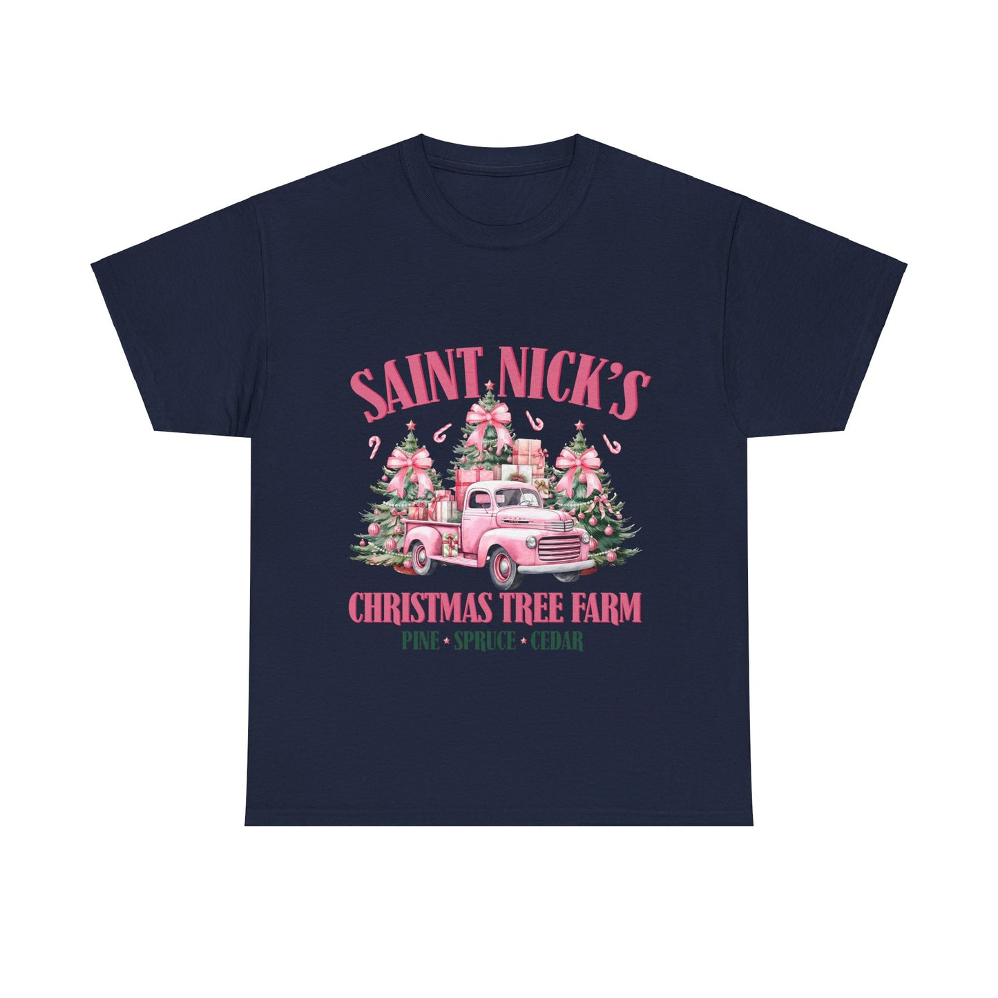 Saint Nick's Christmas Tree Farm Unisex Heavy Cotton Tee - Festive Holiday Apparel