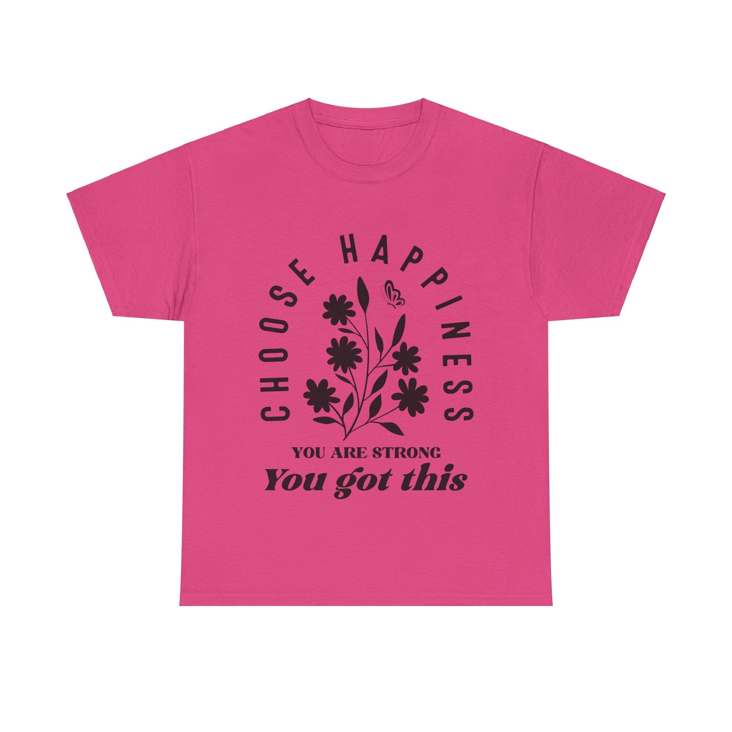 Choose Happiness Unisex Heavy Cotton Tee - Motivational Graphic Tee for Positivity and Strength