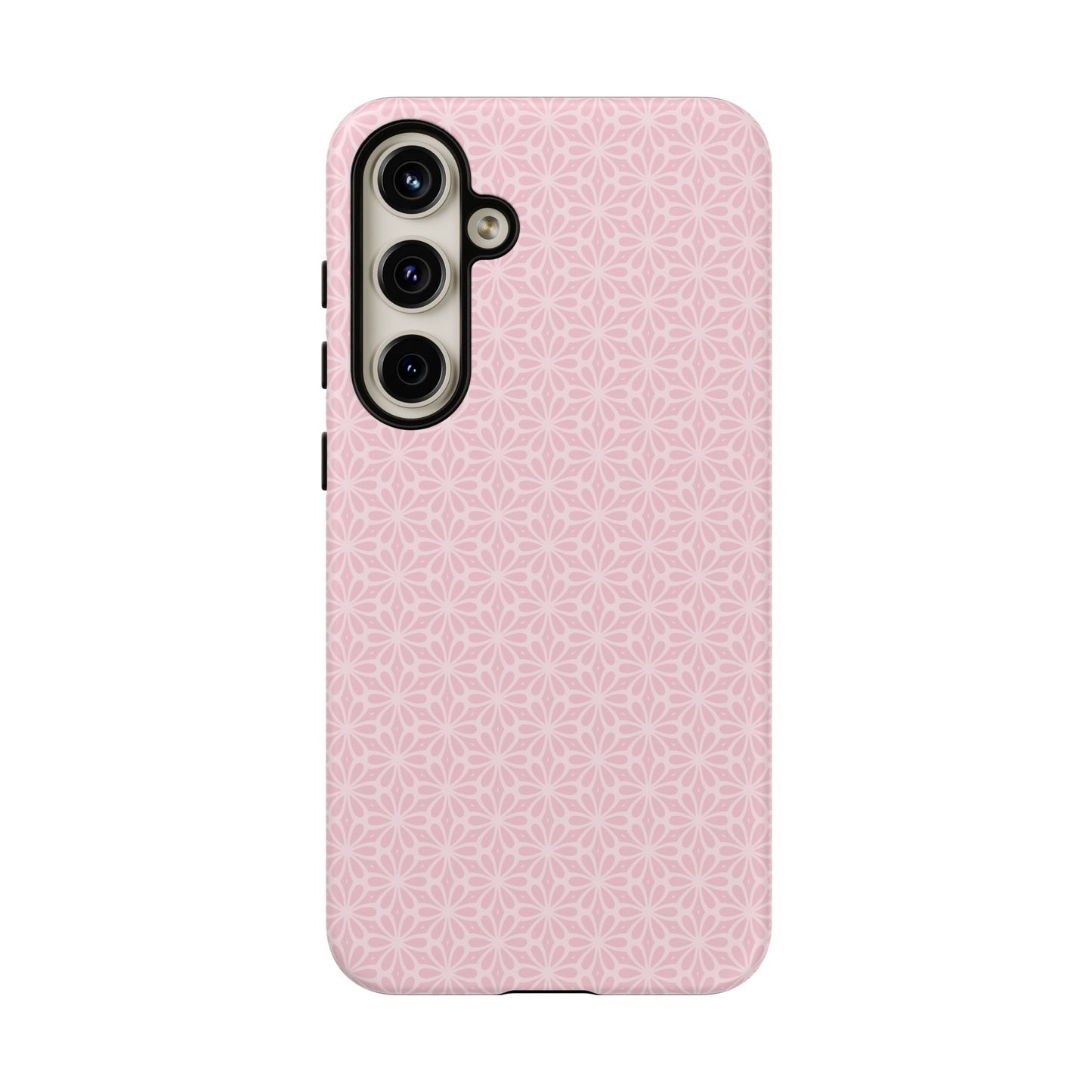 Stylish Tough Phone Case with Elegant Pink Floral Design