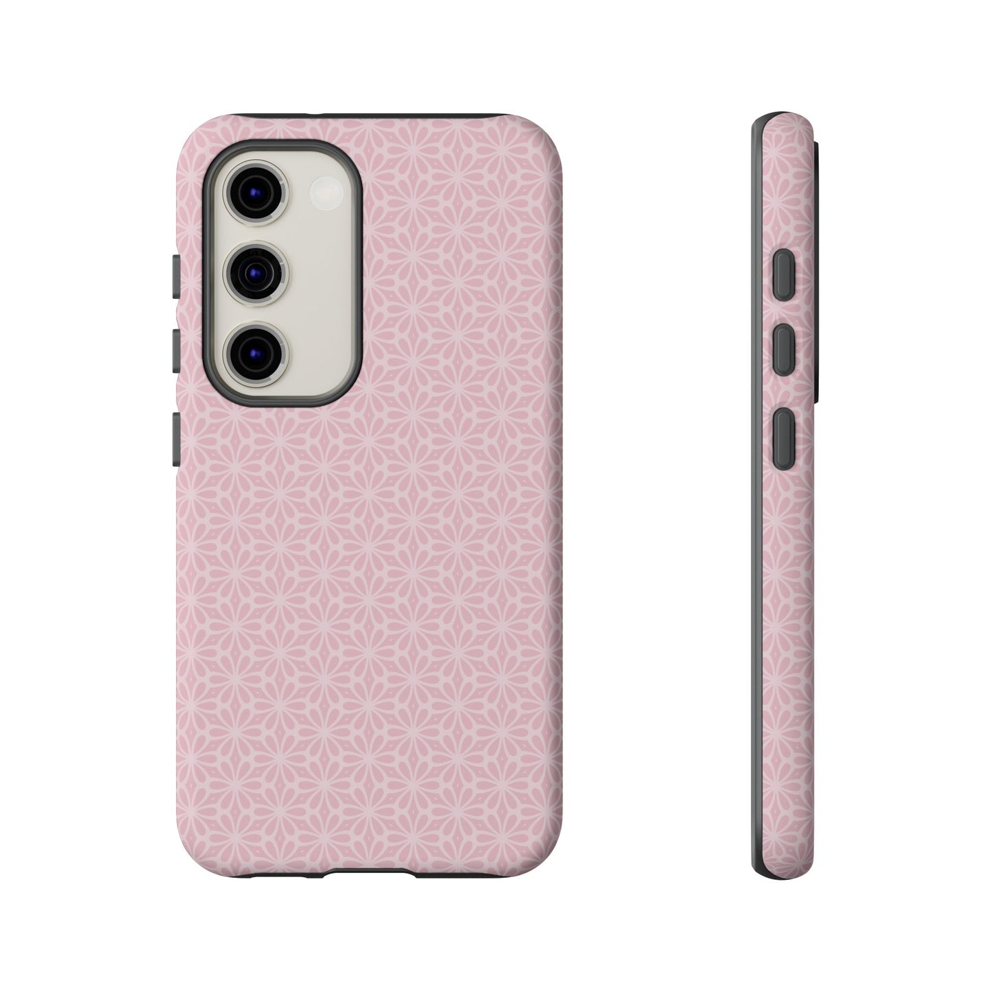 Stylish Tough Phone Case with Elegant Pink Floral Design