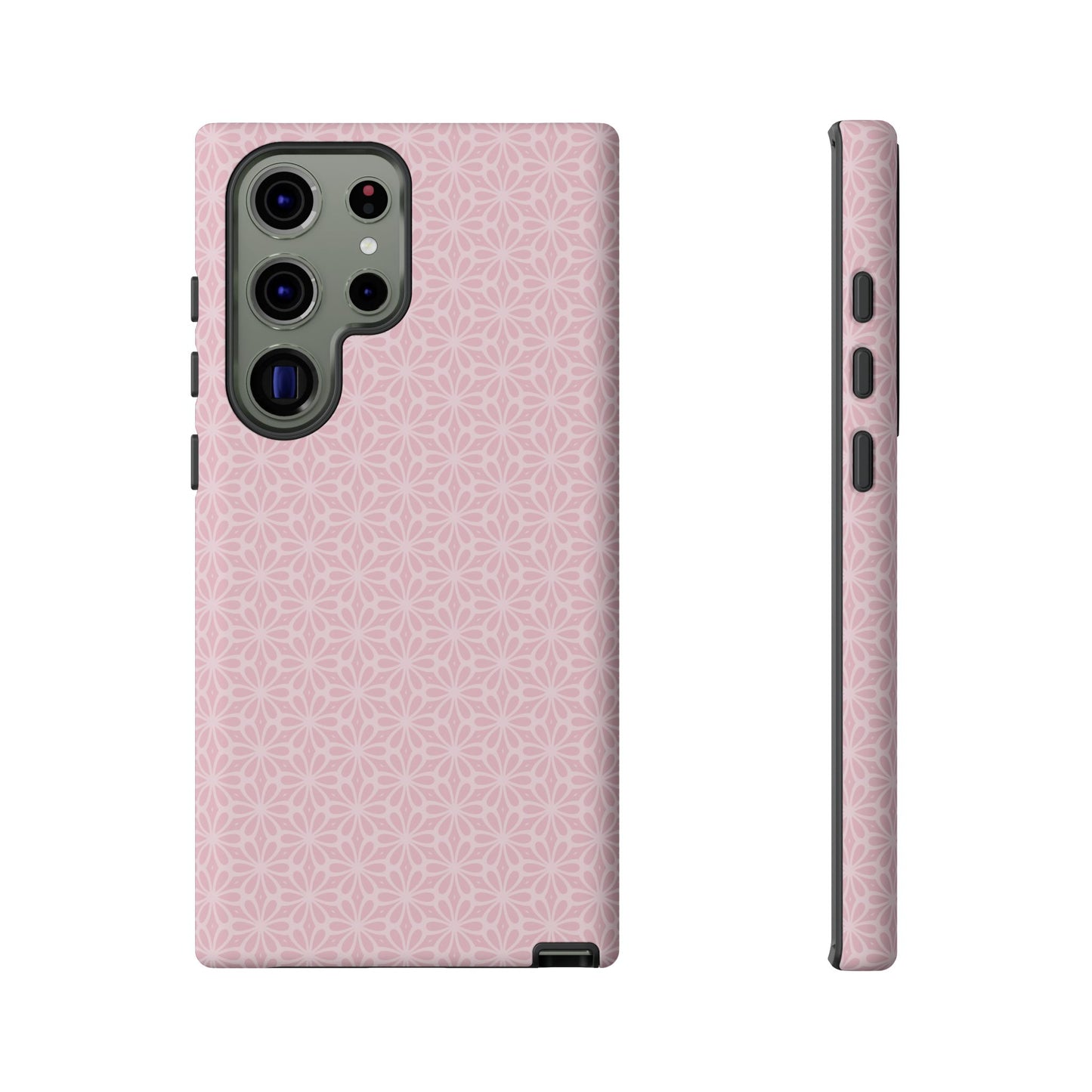 Stylish Tough Phone Case with Elegant Pink Floral Design