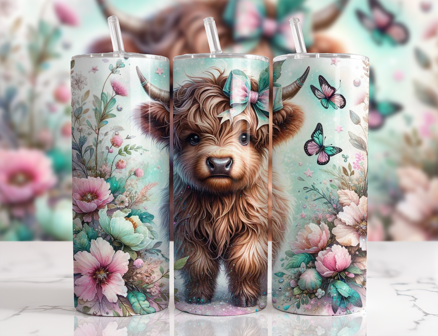 20 oz Highland Cow Tumbler, Metal insulated tumbler