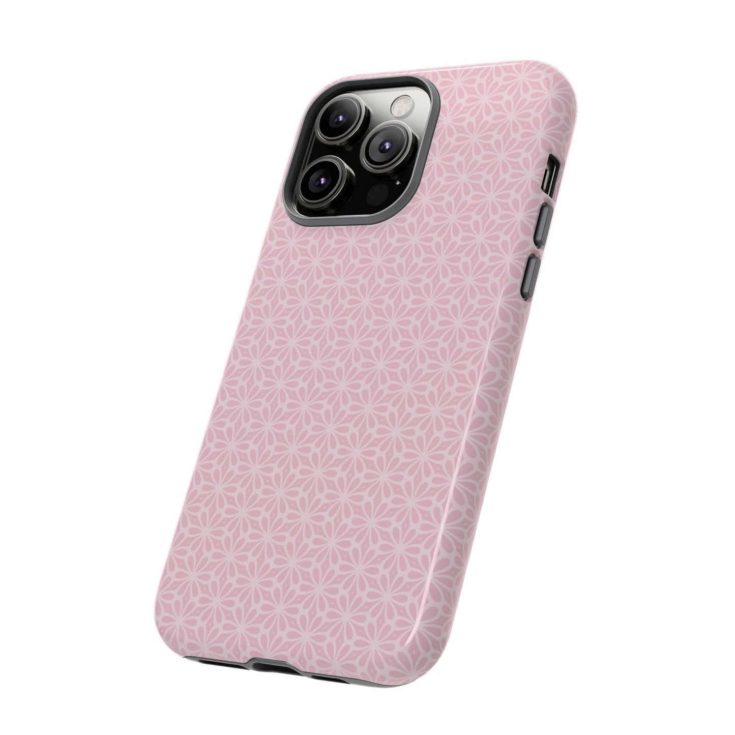 Stylish Tough Phone Case with Elegant Pink Floral Design