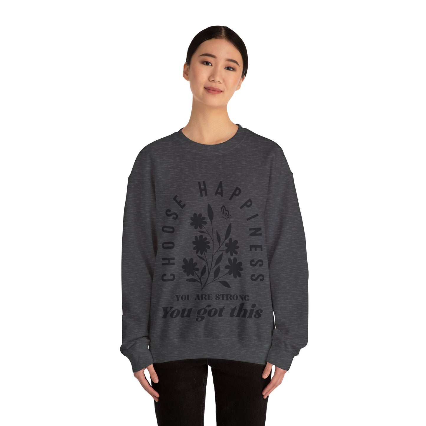 Choose Happiness Crewneck Sweatshirt - Inspirational Unisex Apparel