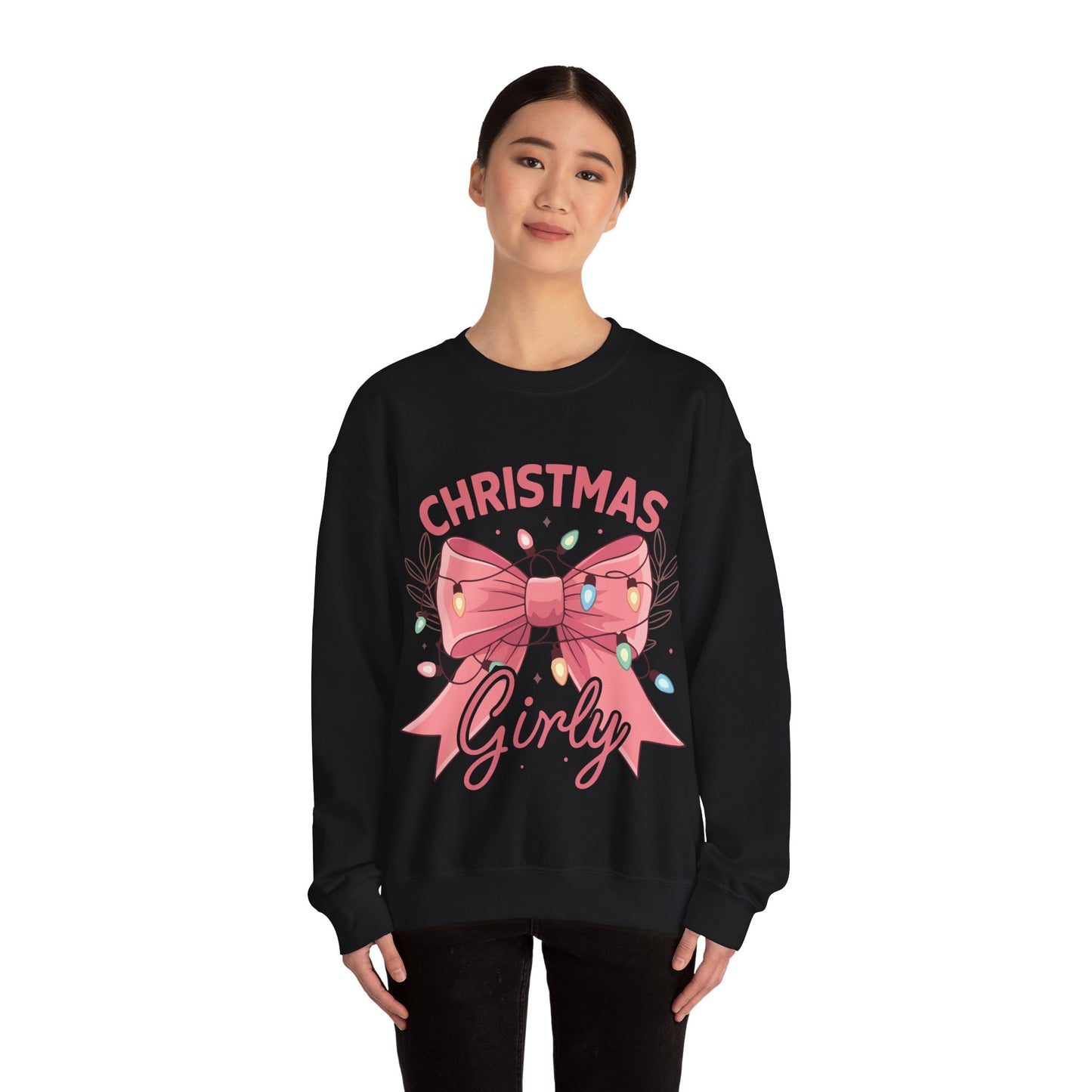 Girly Christmas Lights Crewneck Sweatshirt - Holiday Fashion for Festive Vibes