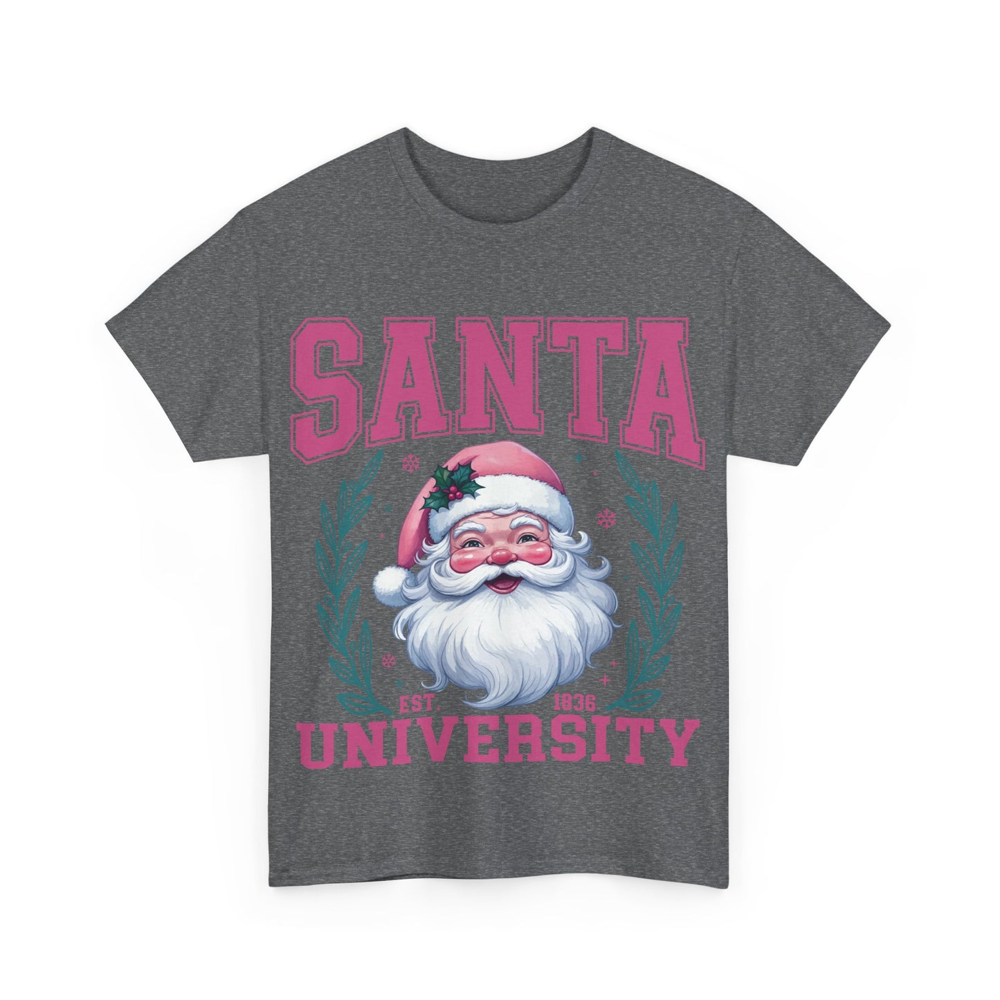 Santa University Unisex Heavy Cotton Tee - Festive Holiday Shirt