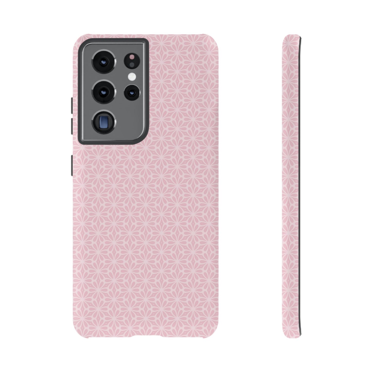 Stylish Tough Phone Case with Elegant Pink Floral Design