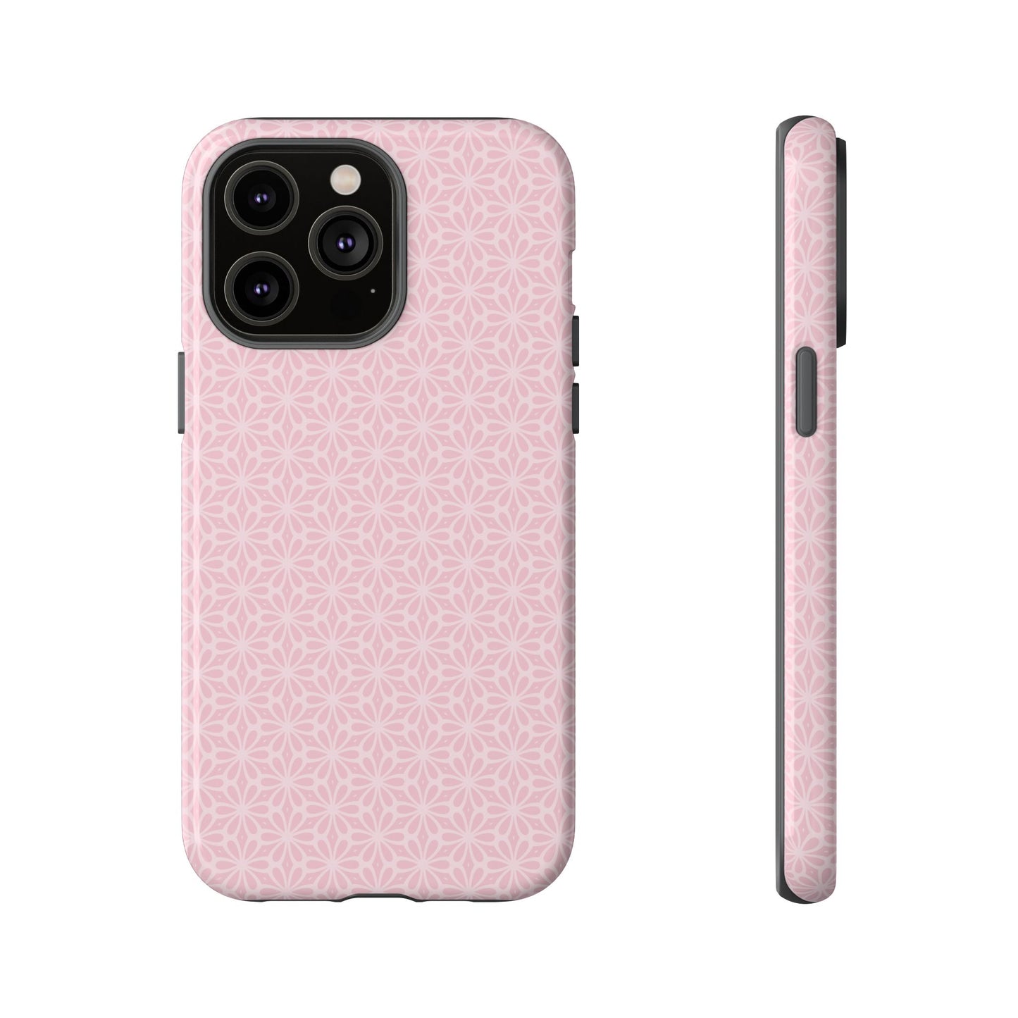 Stylish Tough Phone Case with Elegant Pink Floral Design