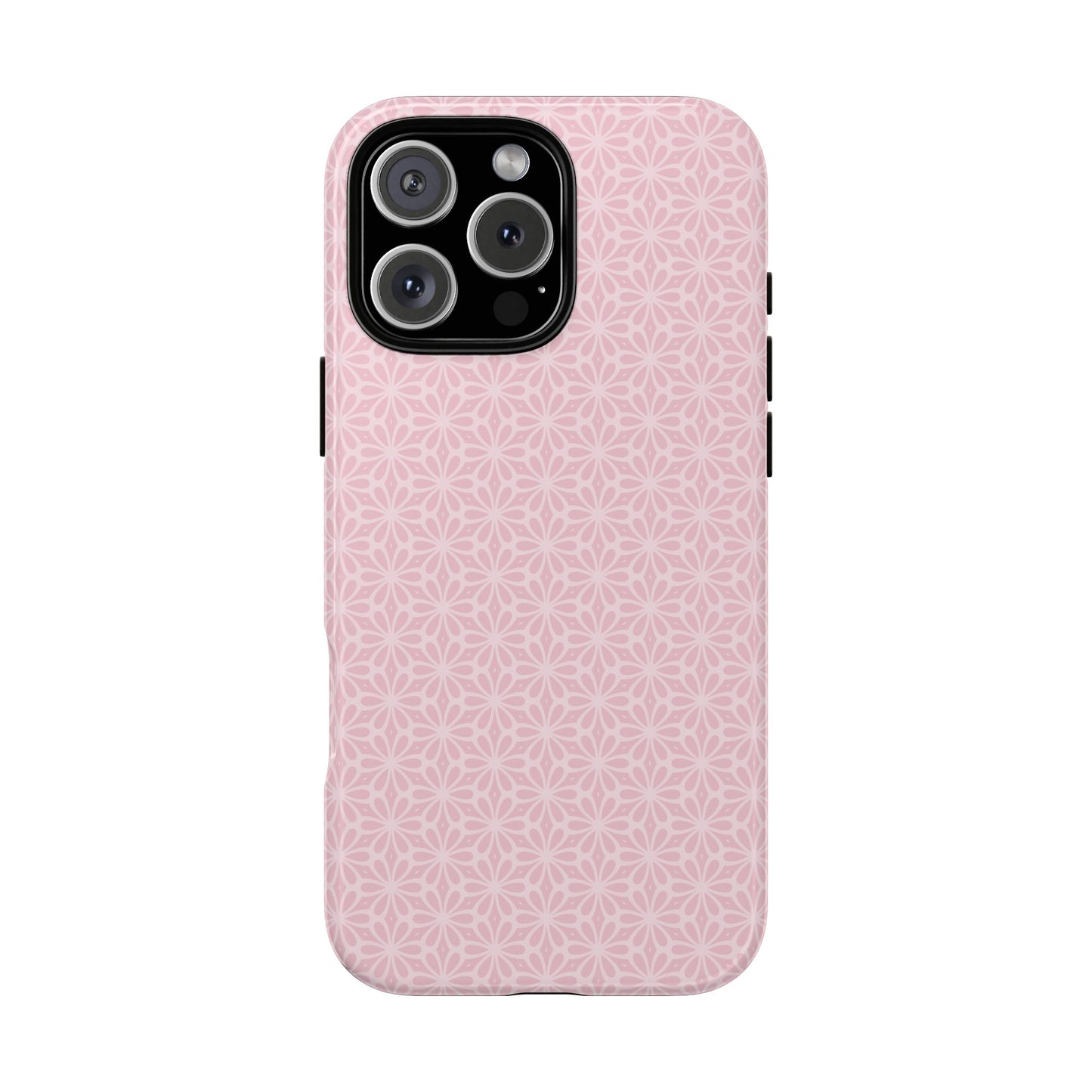 Stylish Tough Phone Case with Elegant Pink Floral Design