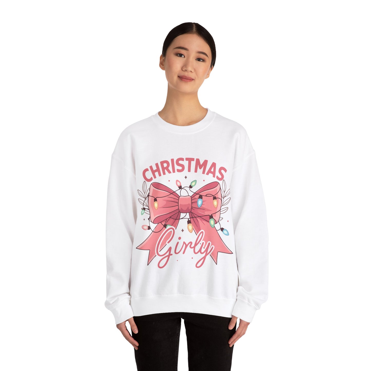 Girly Christmas Lights Crewneck Sweatshirt - Holiday Fashion for Festive Vibes