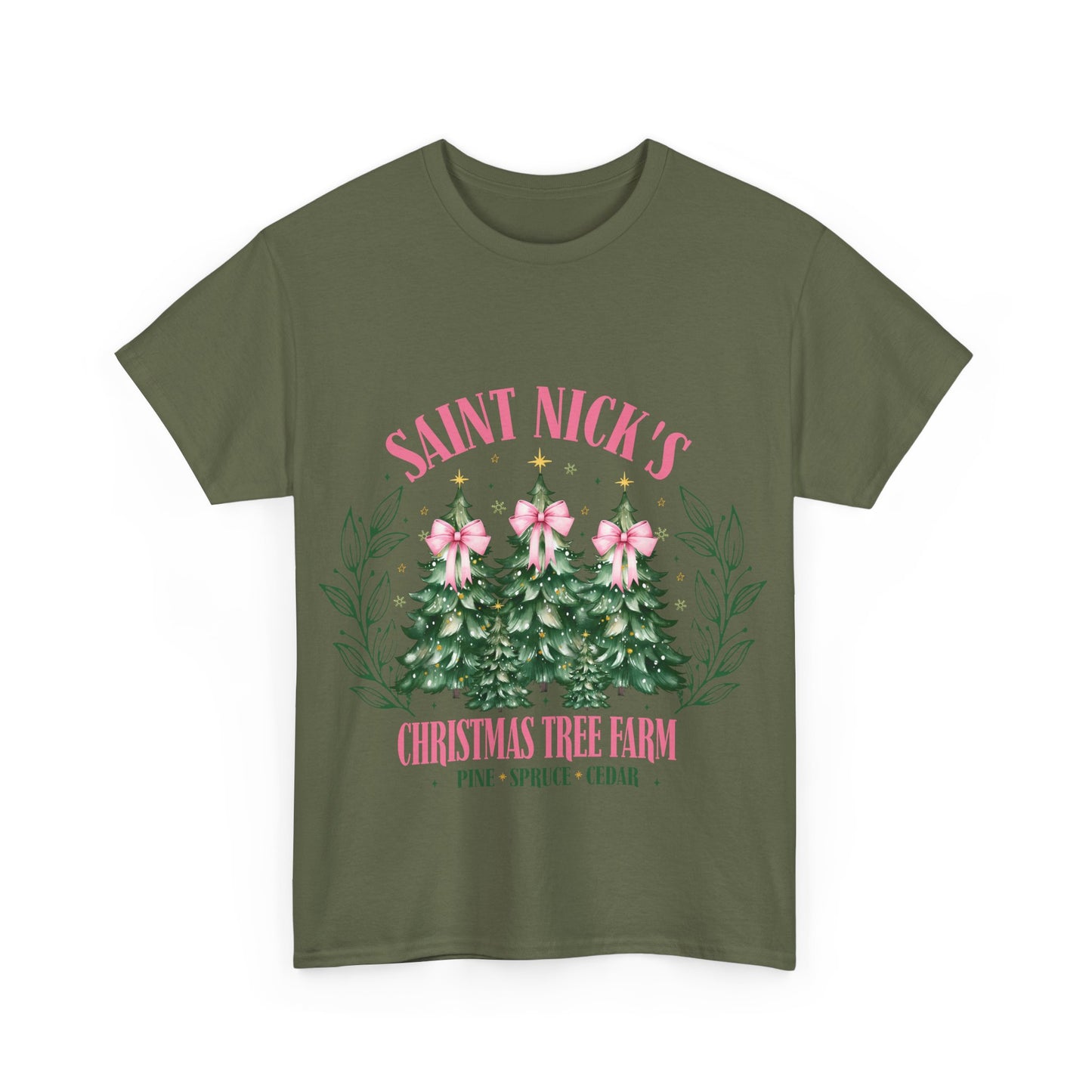 Saint Nick's Christmas Tree Farm Tee - Unisex Heavy Cotton T-Shirt