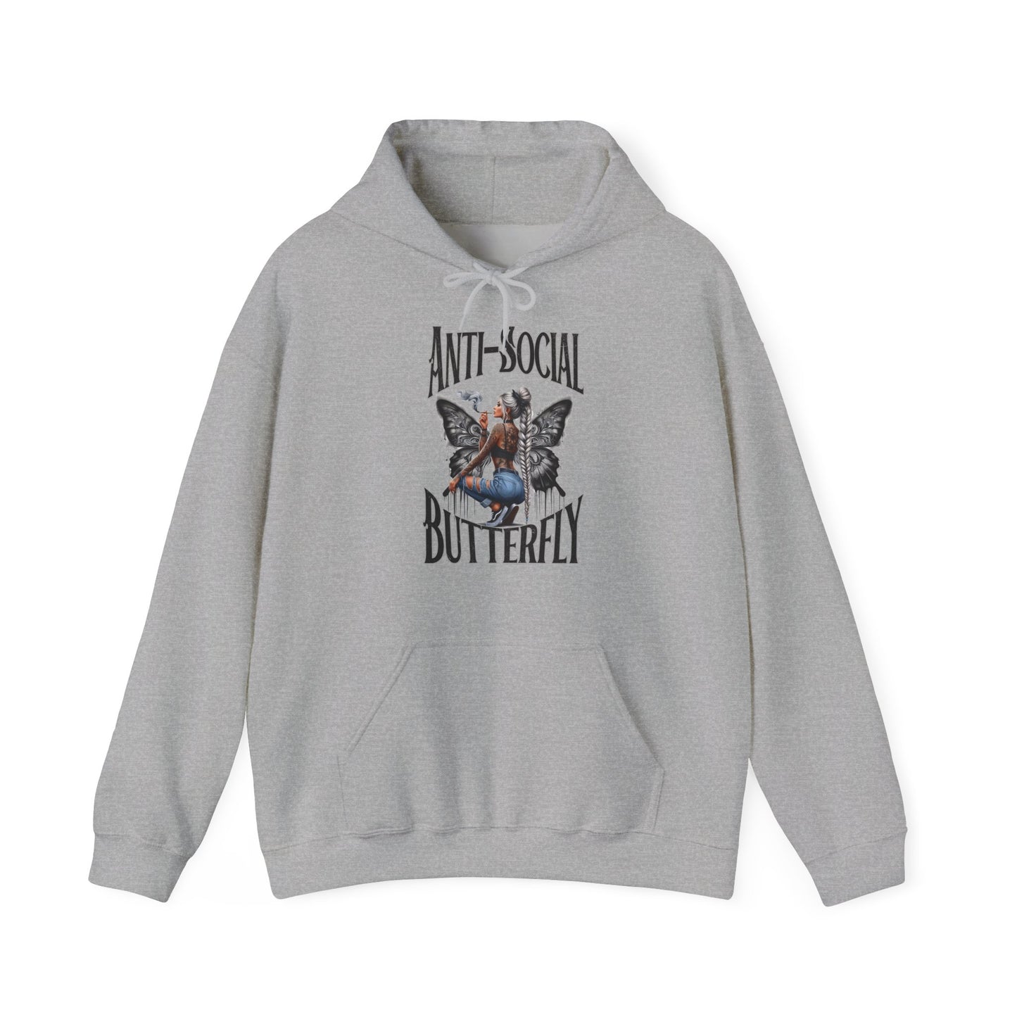 Anti-Social Butterfly Unisex Heavy Blend Hooded Sweatshirt - Cozy and Stylish