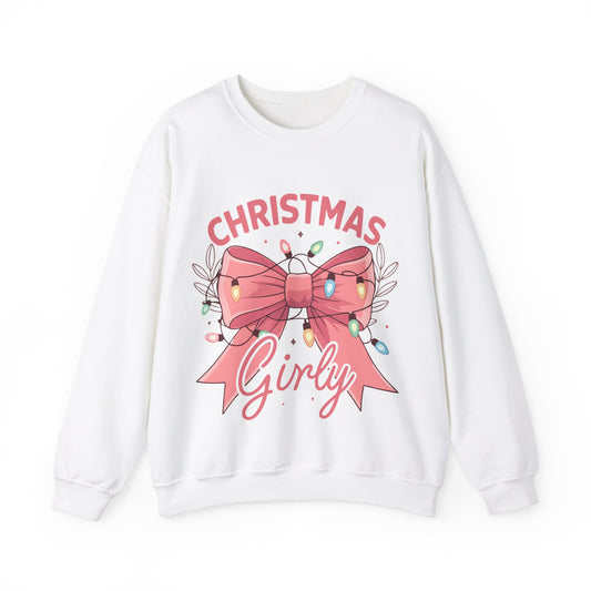 Girly Christmas Lights Crewneck Sweatshirt - Holiday Fashion for Festive Vibes