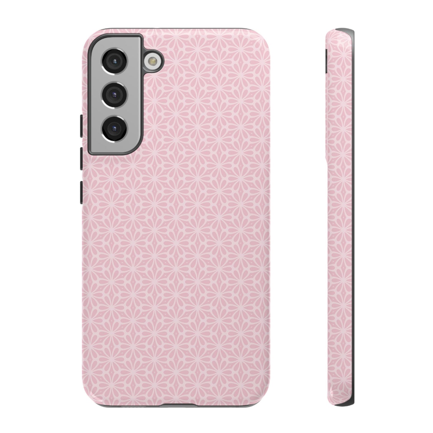 Stylish Tough Phone Case with Elegant Pink Floral Design