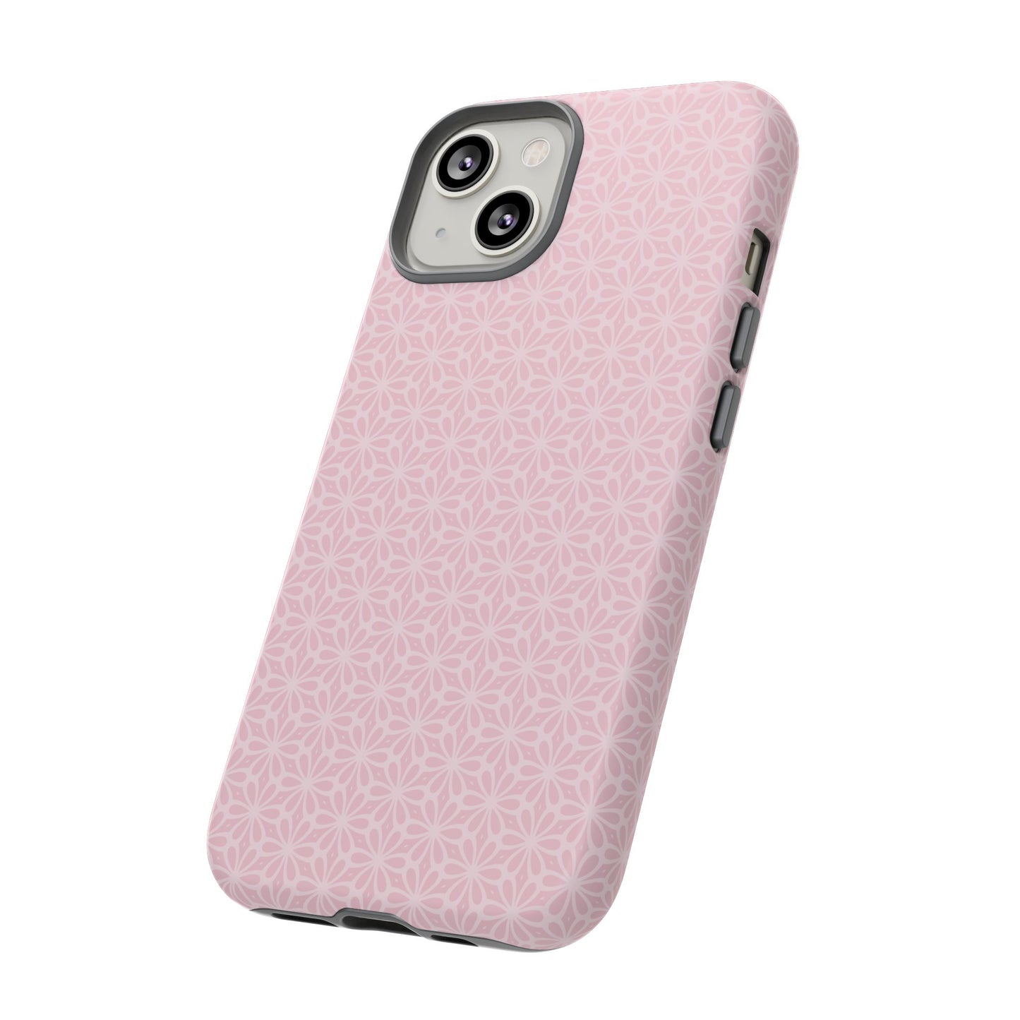 Stylish Tough Phone Case with Elegant Pink Floral Design