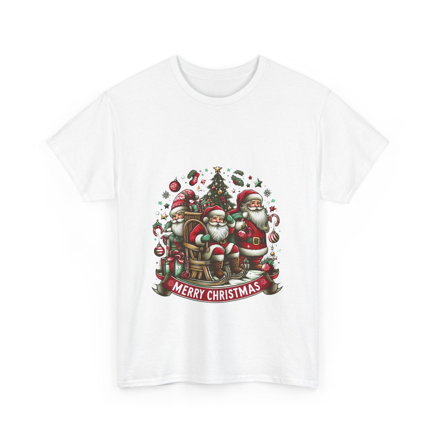 Merry Christmas Unisex Heavy Cotton Tee - Festive Holiday Shirt