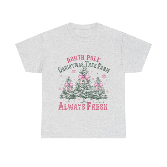 North Pole Christmas Tree Farm Unisex Heavy Cotton Tee – Always Fresh Holiday Shirt